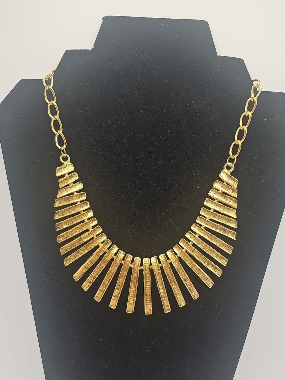 Gold Tone Statement Bar Cleopata/Egyption Style Revival Necklace.